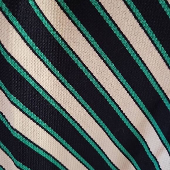 ECI New York Striped Long Puffed Sleeve Dress Navy Green White Medium - Picture 3 of 10
